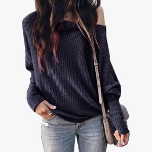 Off Shoulder Sweater Knit Long